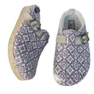 Haflinger Gzb Folklore Pattern Purple Grey Slide Size 37/6